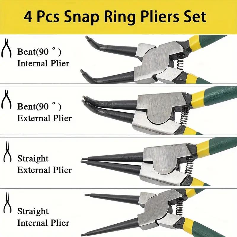 Circlip pliers, retaining ring pliers, multi-functional, viscose, 7-inch internal and external support, inner straight, outer straight, inner bend, outer bend expansion pliers toolkit  for  men