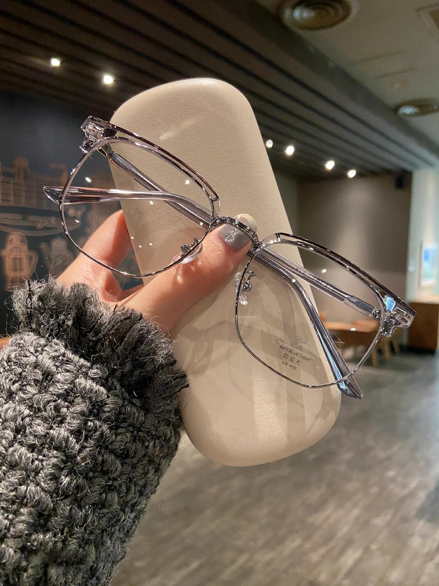 Frozen Series Blue Light Blocking Glasses Retro Clear View for Eye Protection Computer Vision Glasses Men Women Computer Gaming Glasses Rectangle TR90 Frame Anti Eyestrain UV 400 Stylish Lentes Classic Summer Eyewear - Eyeglasses Set