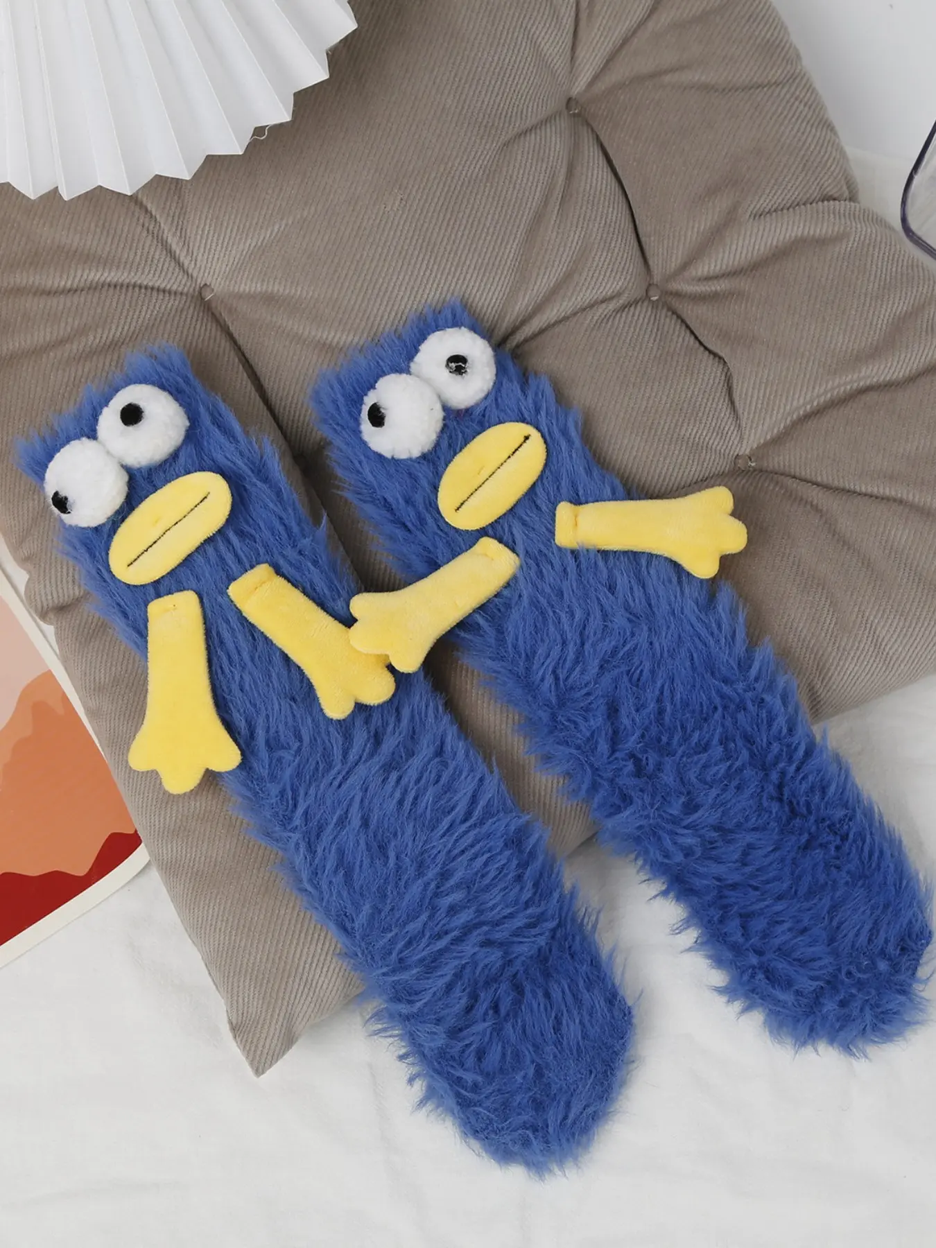 Funny Plush Monster Mid-Calf Socks, 3D Cartoon Cute Ugly Socks, Fun Instagrammable Trendy Socks, Novelty Fashion Accessories