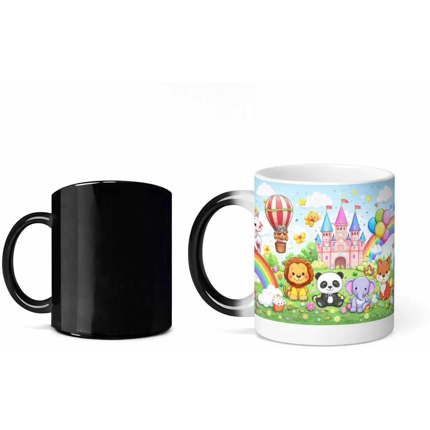 Morphing Mugs Heat  Color Changing Ceramic Mug, 11 Ounces, Rainbow  with Castle Design