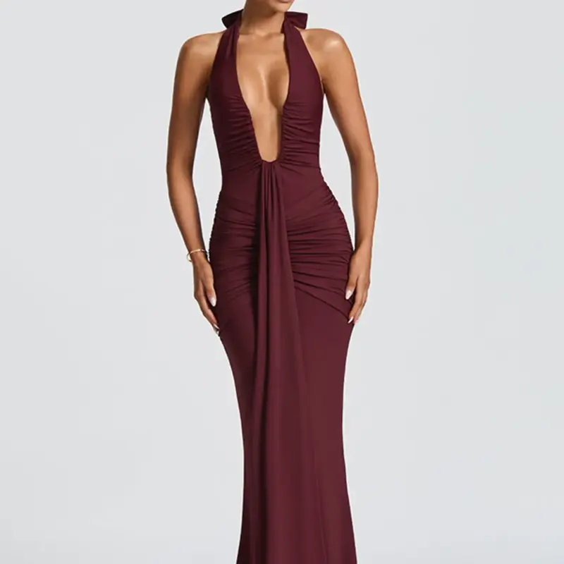 Women's Backless Bodycon Dress, Elegant Solid Color Sleeveless Dress, Ladies Summer Clothes, Dresses For Party
