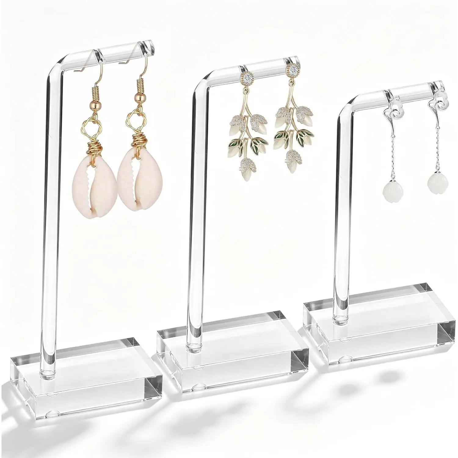 3 count Clear  Earring Stand Display, Earring Display Stands for Vendors, Earrings Displays Holder Earrings Rack  for Selling Displaying Necklaces Bracelet