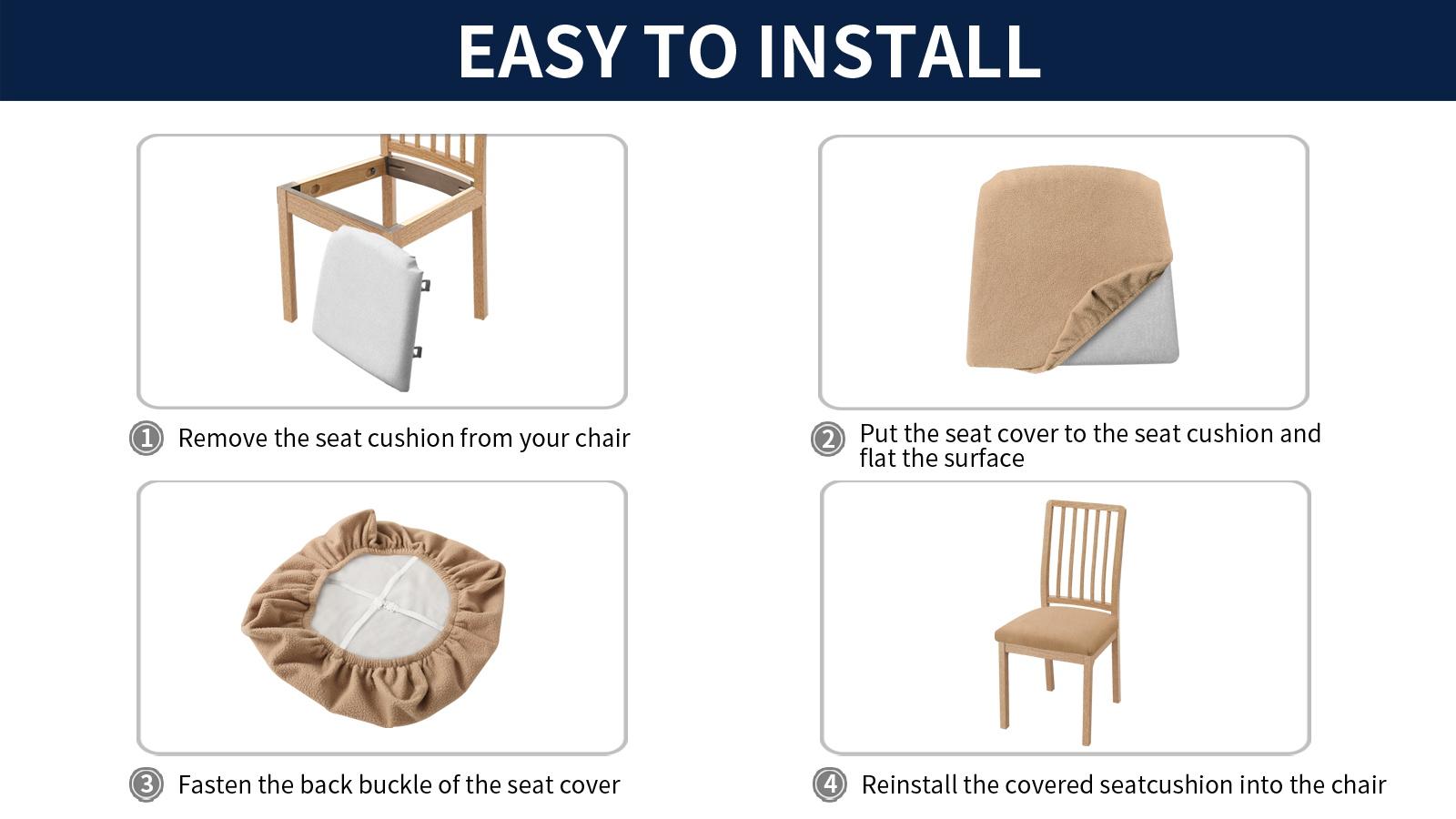 Easy-Going Waterproof Detachable Seat Covers 4/6 Counts, Christmas Fleece Durable Thickened Washable Chair Seat Protector Suitable for Dining Room, Office, Home Easy-Going Waterproof Detachable Seat Covers 4/6 Counts, Christmas Fleece Durable Thickened Washable Chair Seat Protector Suitable for Dining Room, Office, Home