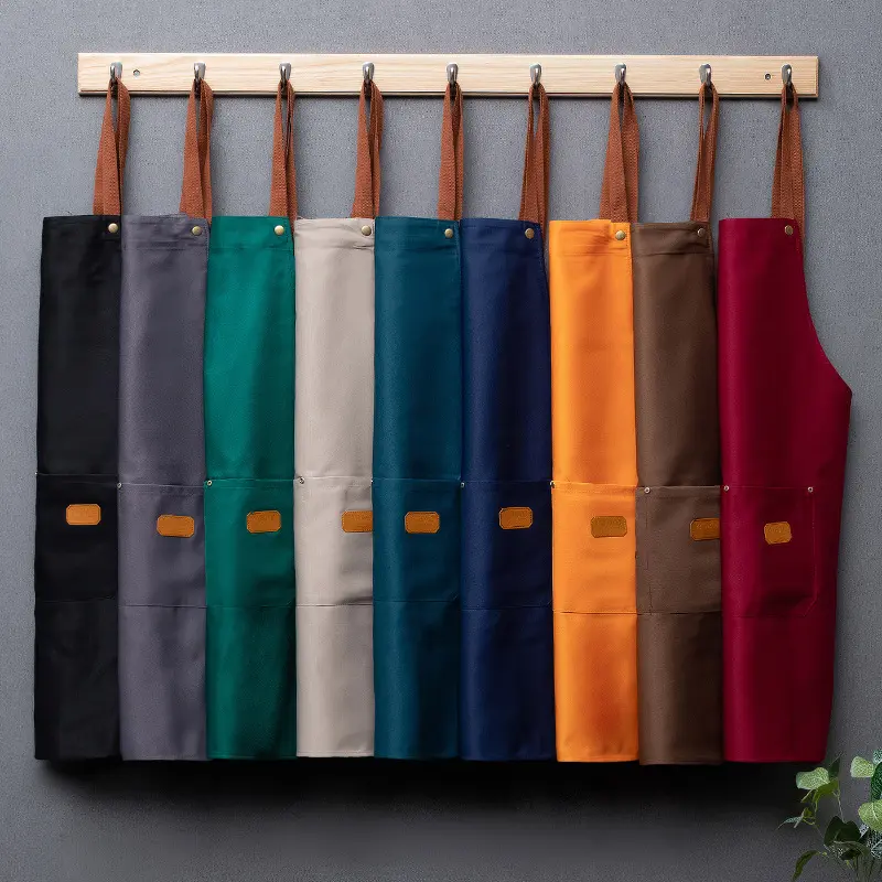 Waterproof and oil-proof apron men and women kitchen apron home chef baking clothes with pockets adult bib waist bag Kitchen Cooking Aprons