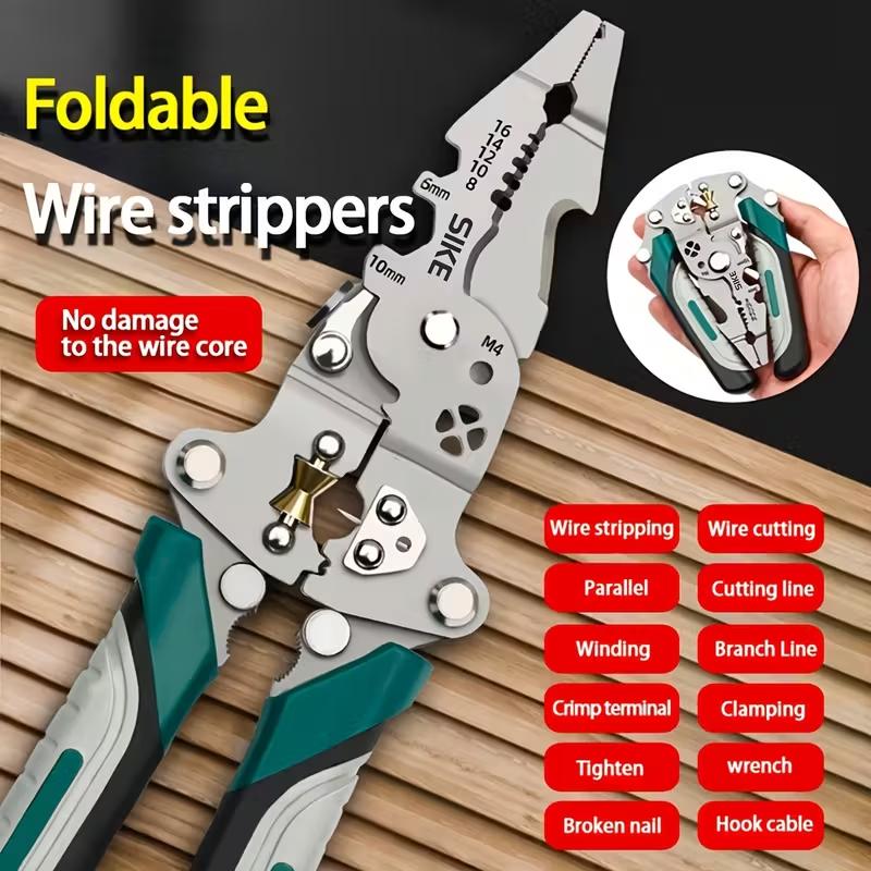 New 16-In-1 Foldable Wire Stripper, Upgraded Multifunctional Professional Cable Cutter, Wirecutters, Ideal for Cutting & Pulling Wires, Tool, Home