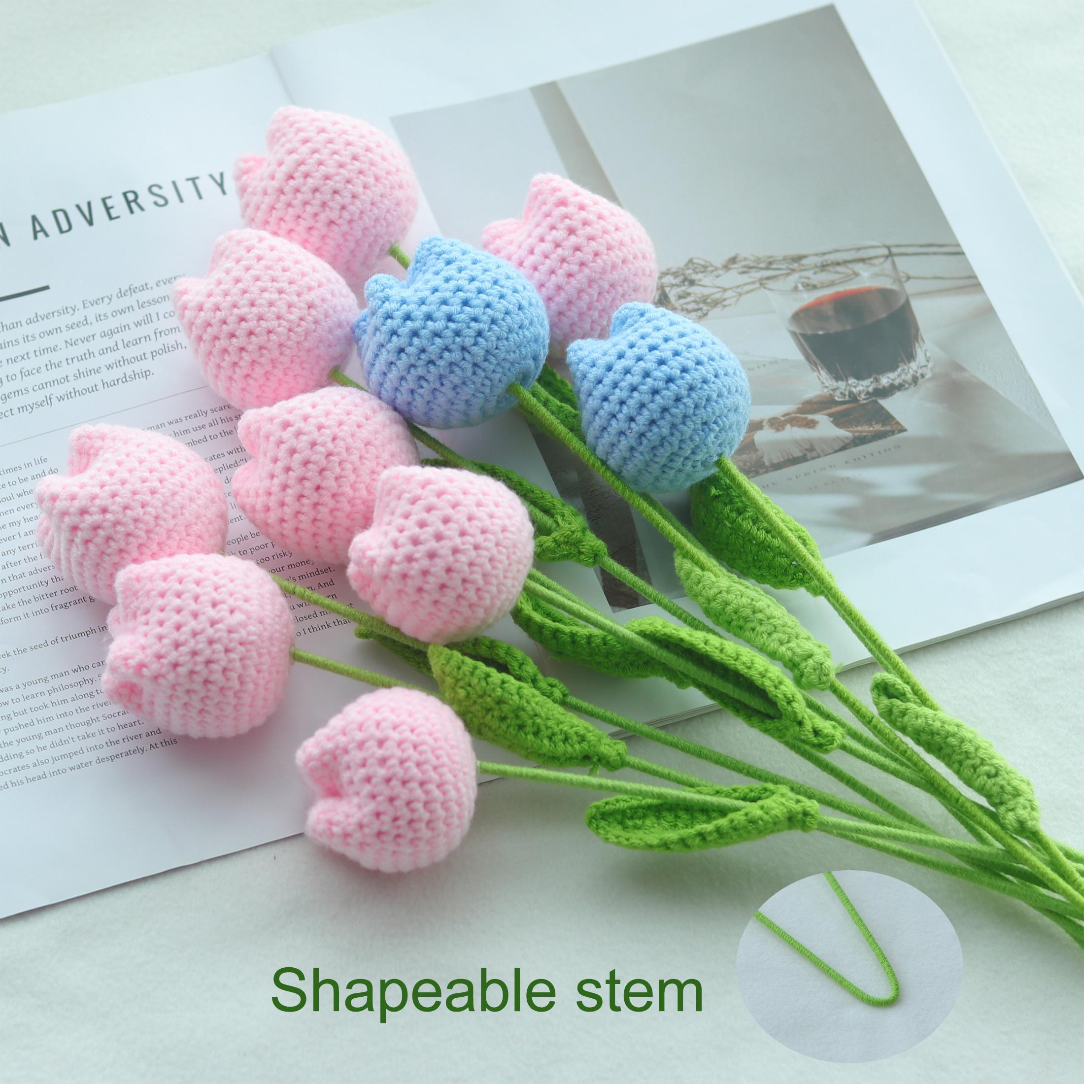 Handmade Crochet Plush Tulip Bouquet, Faux Flower Bouquet, DIY Bouquet for Party and Home Decor, Home Decor Supplies, Fruit, Crochet Artificial Flowers