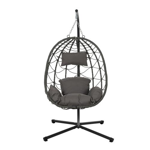 【Bellemave】Egg Chair with Stand Indoor Outdoor Swing Chair Patio Wicker Hanging Egg Chair Hanging Basket Chair Hammock Chair with Stand for Bedroom Living Room Balcony