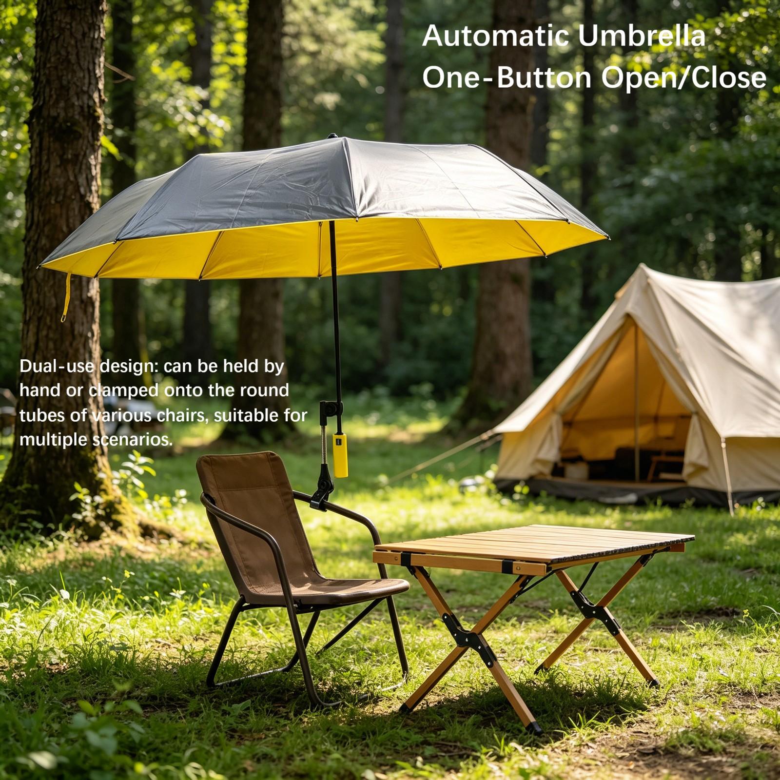 Outdoor Camping Sunshade Umbrella with Clip, Sun Parasol Umbrella, 49-Inch Large Canopy, UV Protection, Beach Gear, Ideal for Travel, Fishing, Golf, Sports Events, Lightweight Canopy