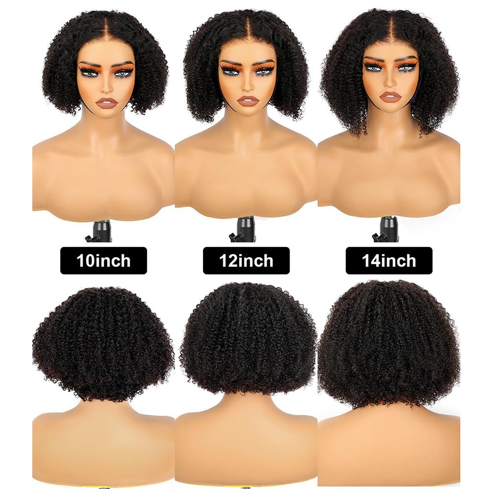 Wear and Go Glueless Bob Wigs for Black Women Short Kinky Curly Glueless Bob Wig Human Hair Invisible SKINLIKE Real HD Transparent Lace  Pre Plucked Pre Cut  200% Density