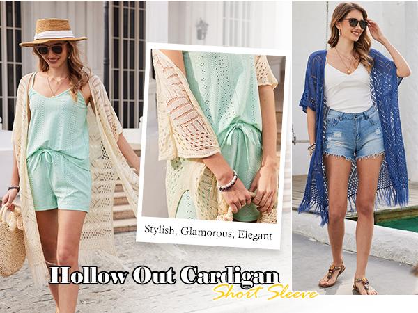 Womens Knit Cardigan Oversized Open Front Outwear New Spring & Summer Hollow Out Crochet Tassel Lightweight Kimonos Sweater Outdoorfun 2026 Womenswear Overall Style Knitwear Piece Tops thin
