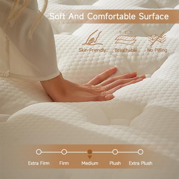 12 Inch Comfort Support Cooling Gel Hybrid Mattress, Full, Tight Top Innerspring Mattress, Motion Isolating Pocket Springs, Mattress in A Box