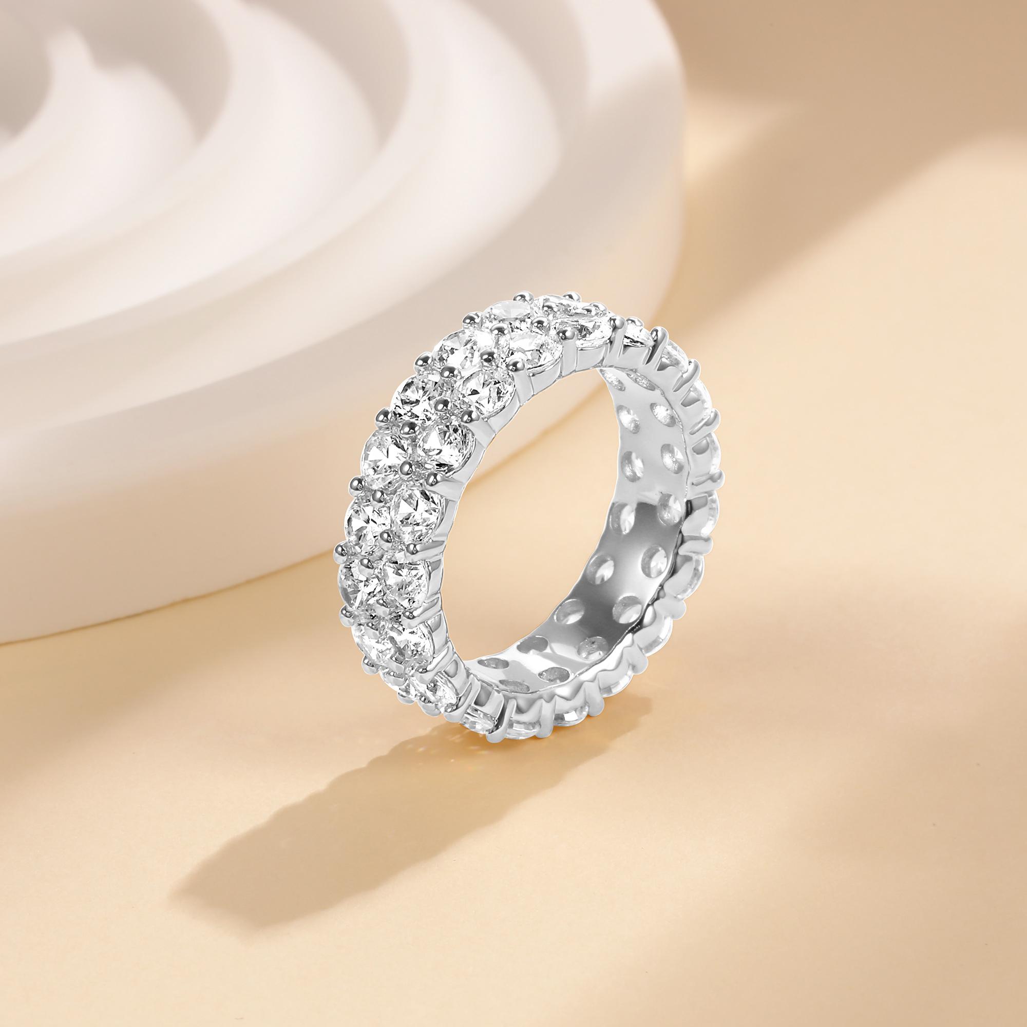 Unisex -Eternity Ring Band Round-Cut Cubic Zirconia Tennis Band All-Around Wedding Engagement Band Stacking Ring Hiphop Style for Women and Men R7953