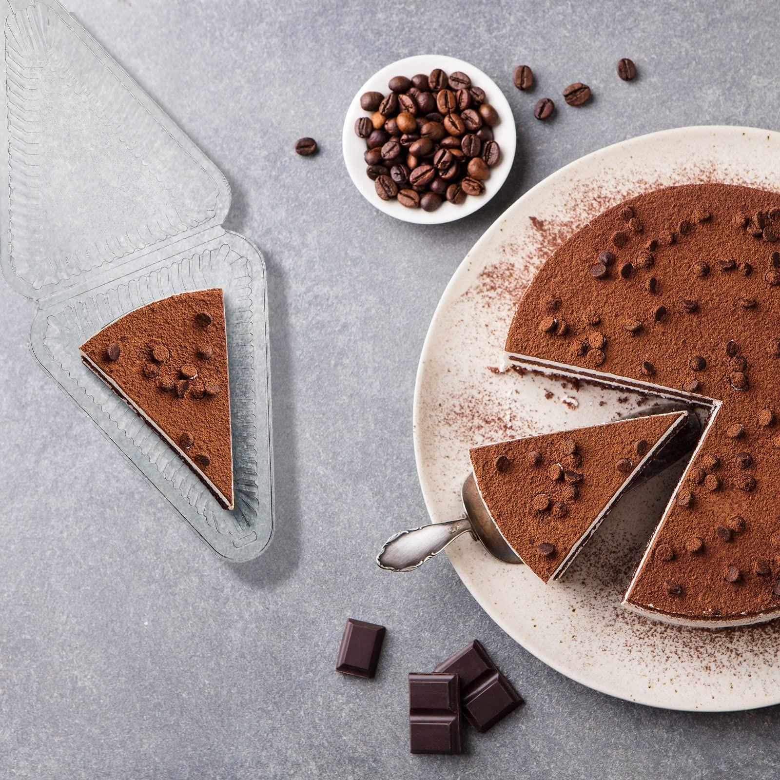 50/100pcs Cake Slice Containers, Triangle Cake Boxes, Transparent Plastic, Hinged Lid, Cheese Cake Removal, Flip Top Packaging, Bakeware