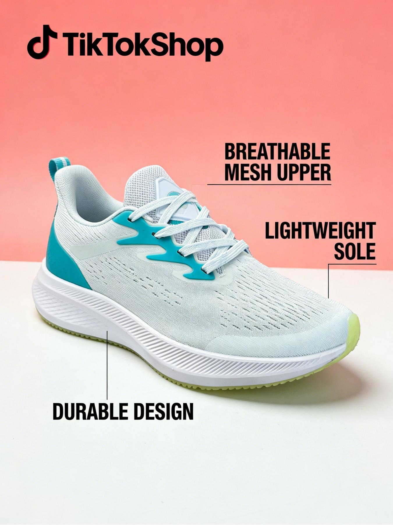 TikTok Trending Unisex Breathable Mesh Lightweight Cushioning Running Shoes Comfortable Lace Up Athletic Sneakers for Running Gym Daily Wear
