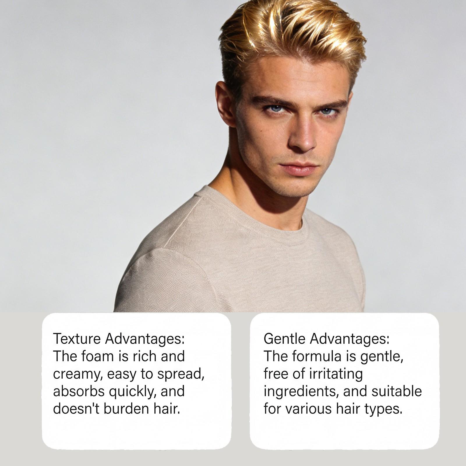 Men's Hair Foam Mousse, Gentle Cleansing Oil Control, Volumizing Confidence Hold, Glossy Styling Mousse, Smooth and Shiny Finish