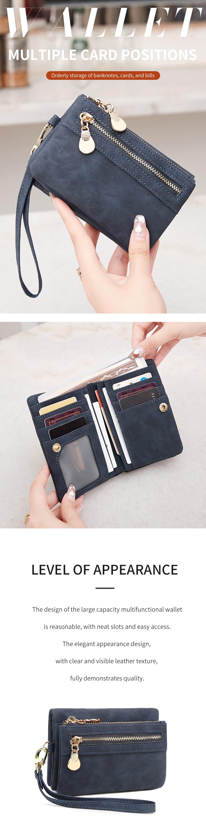 Women's Retro Design Snap Short Wallet with Zip Closure and Wrist Strap, Compact Minimalist Design for Daily Use, Multi-Functional Short Wallet for All Occasions, Christmas Gift, Valentine's Day Gift, Ideal Gift, Fashionable Wallet