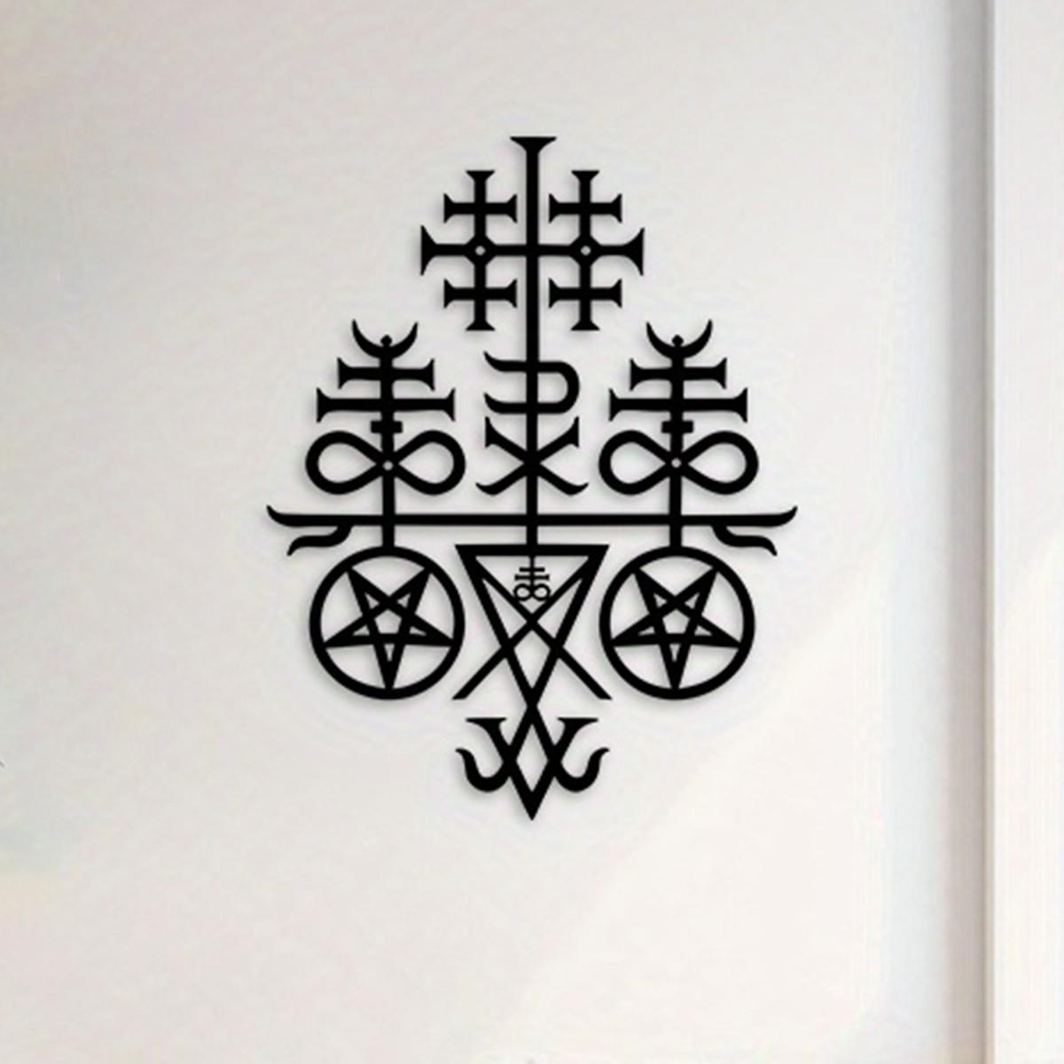 Lucifer Leviathan Cross Metal Wall Decor, Satanic Symbol Sculpture, Ideal for Living Room, Bedroom, Office, Halloween Decoration