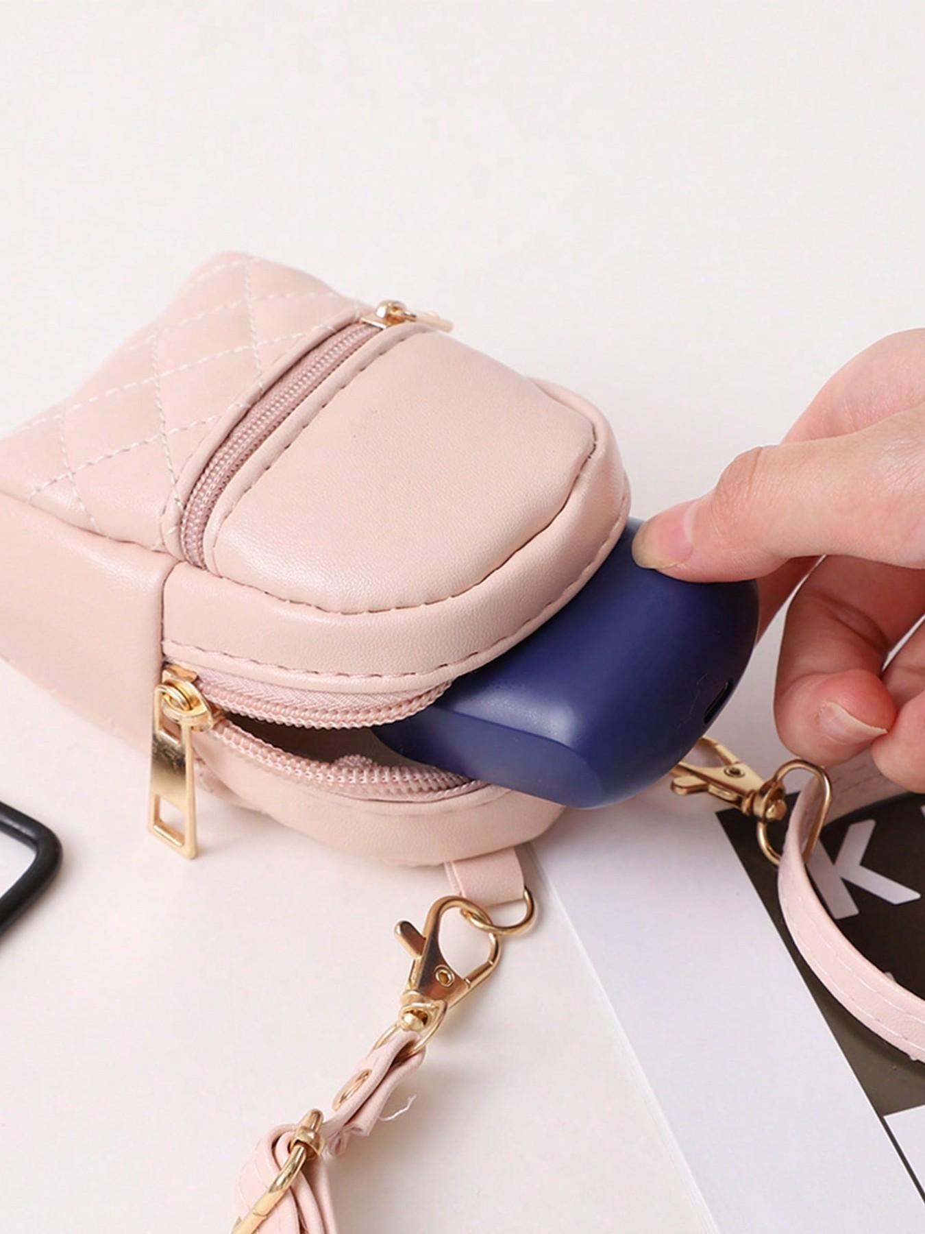 Mini Wallet Keychain, Portable Earphone Bag, Creative Multifunctional Accessory, Candy Color Zipper Coin Purse, Small PU Makeup Bag, Wallet And Charm