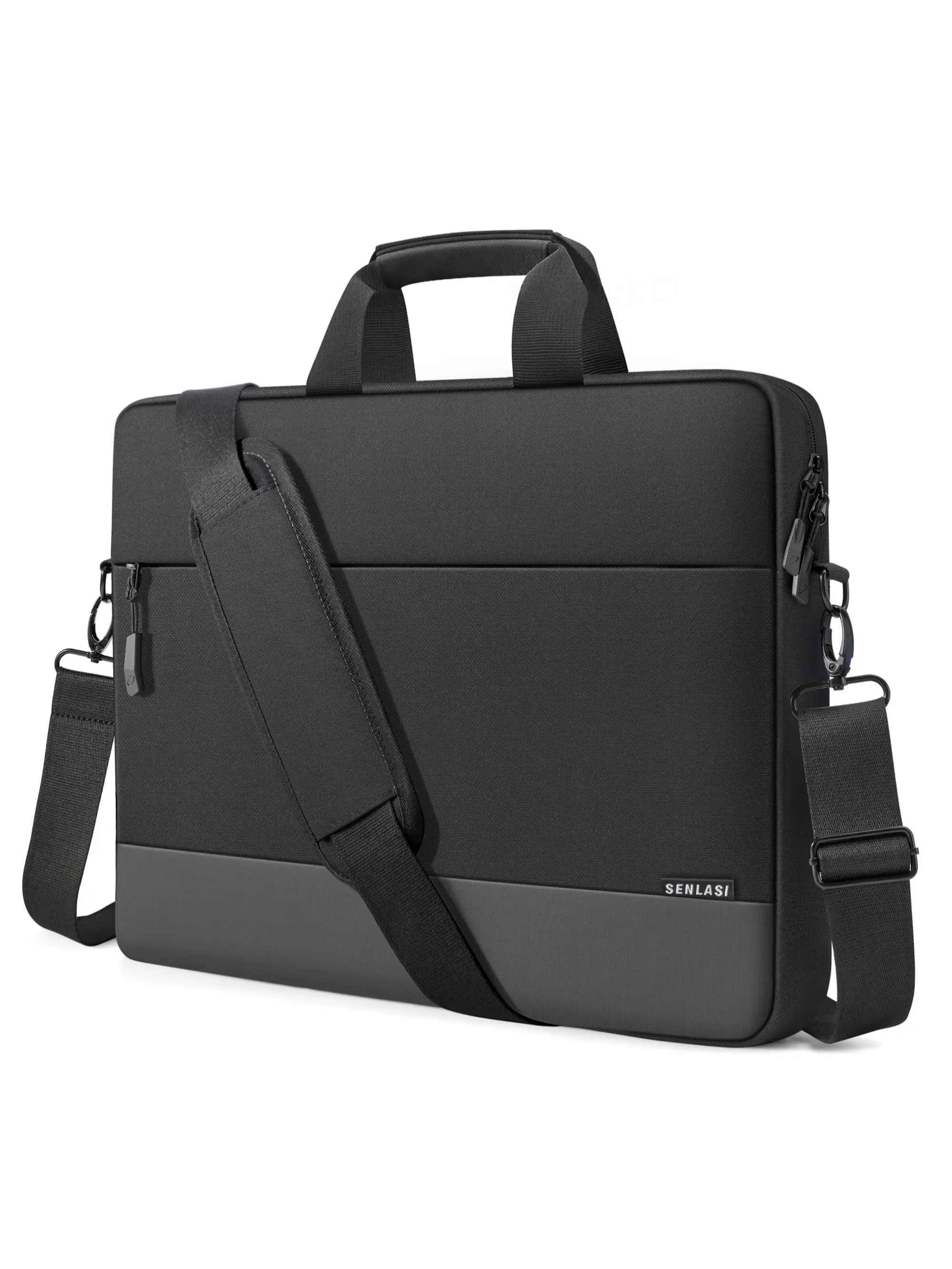 14-17.3 Inch Laptop Briefcase , Waterproof Laptop Bag Compatible With MacBook Pro 15/16, Air 15 M2, 14-17.3 Inch Asus Laptop, Slim Briefcase Messenger Bag With Shoulder Strap, Black