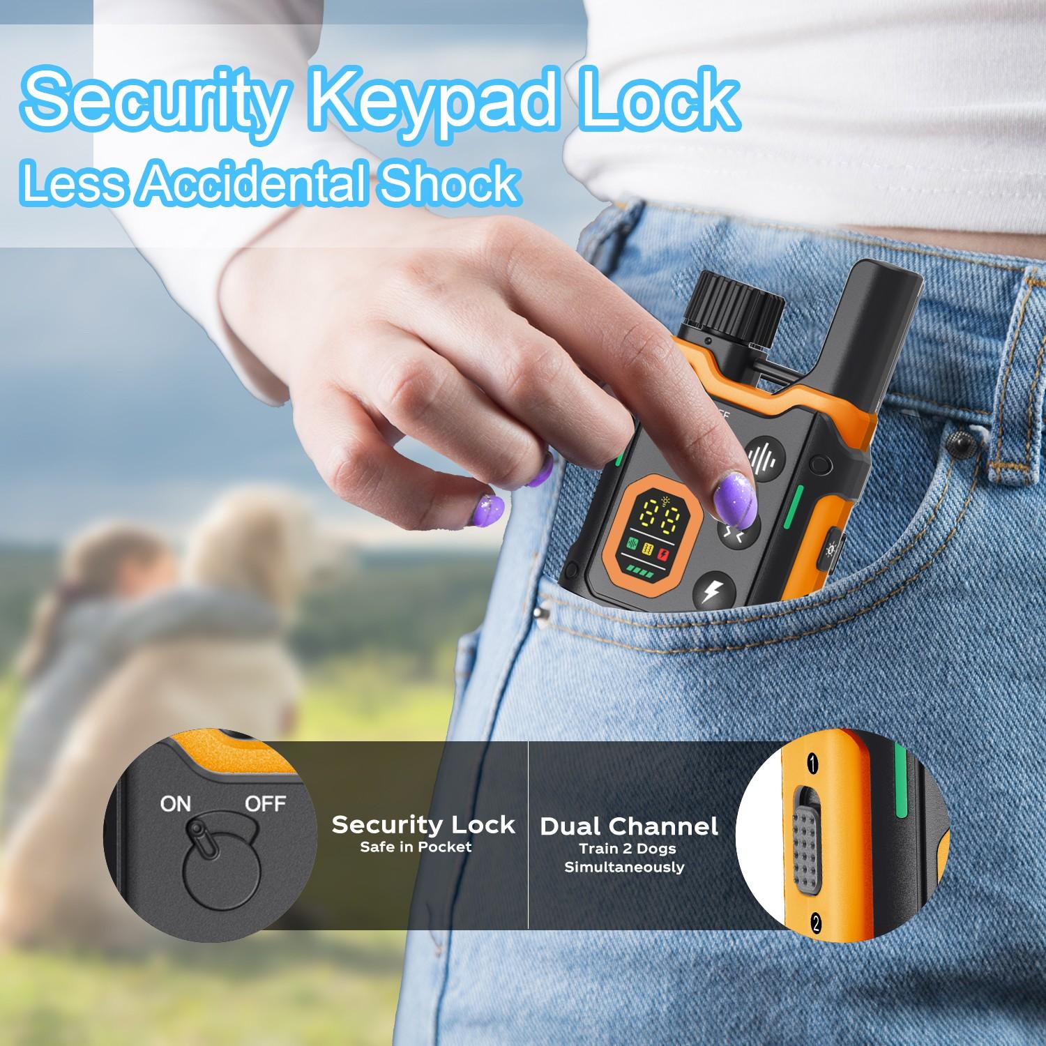 Electric Dog Training Collar, Rechargeable Waterproof Dog Training Collar with Shock, Vibration, Beep Modes, Adjustable Dog Training Tool, Pet Gear