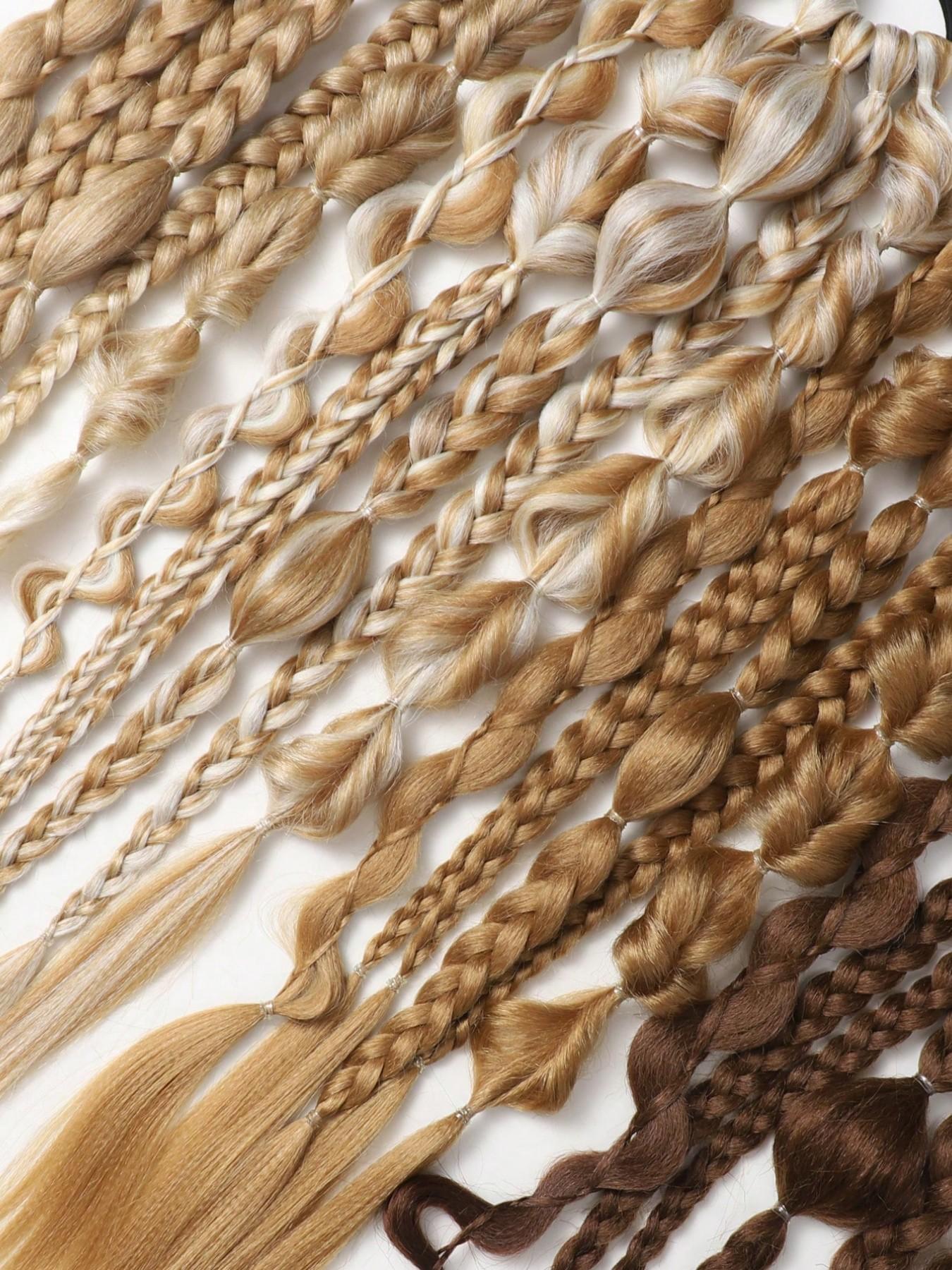 1 Piece Bubble Braid Ponytail Extension,  Hair Tie 24 Inch Braided Wrap Around Long Hairpieces Women Daily Wear Fashion Hair Accessories, Long Pre-styled Multiple Braided Ponytail Hairpiece for Women Daily Party Festival Use, Multiple Colors Available