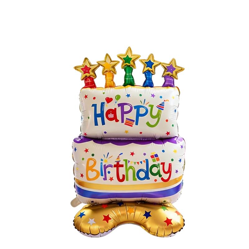 Standing 38 Inch Birthday Cake Shaped Balloon, Party Atmosphere Decoration, Event Gift Prop, Indoor Outdoor Room Decor