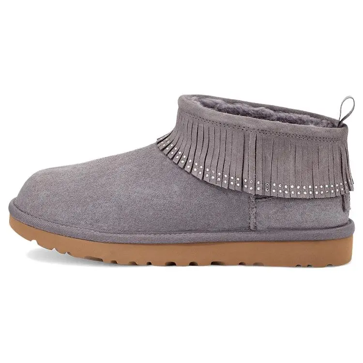 UGG Ultra Mini Fringe Bling Warm Wrap Non-Slip Vintage Tassel Plush Ankle Snow Boots 1121576-SHA