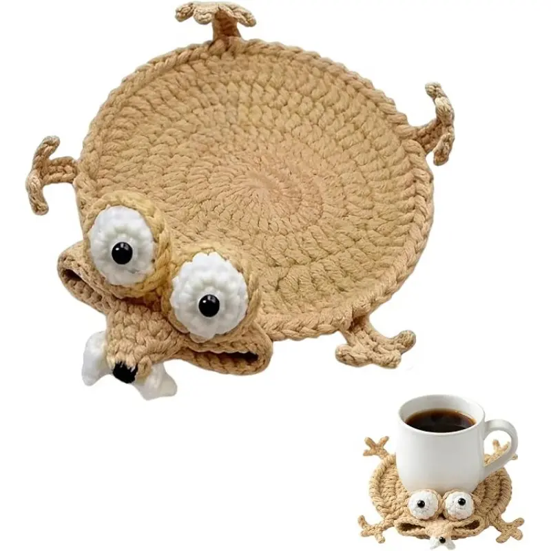 Cute 3D Animal Crochet Coaster, Handmade Desk Protector, Coffee Lover Gift, Desktop Decoration, Fun Knit Cup Mat