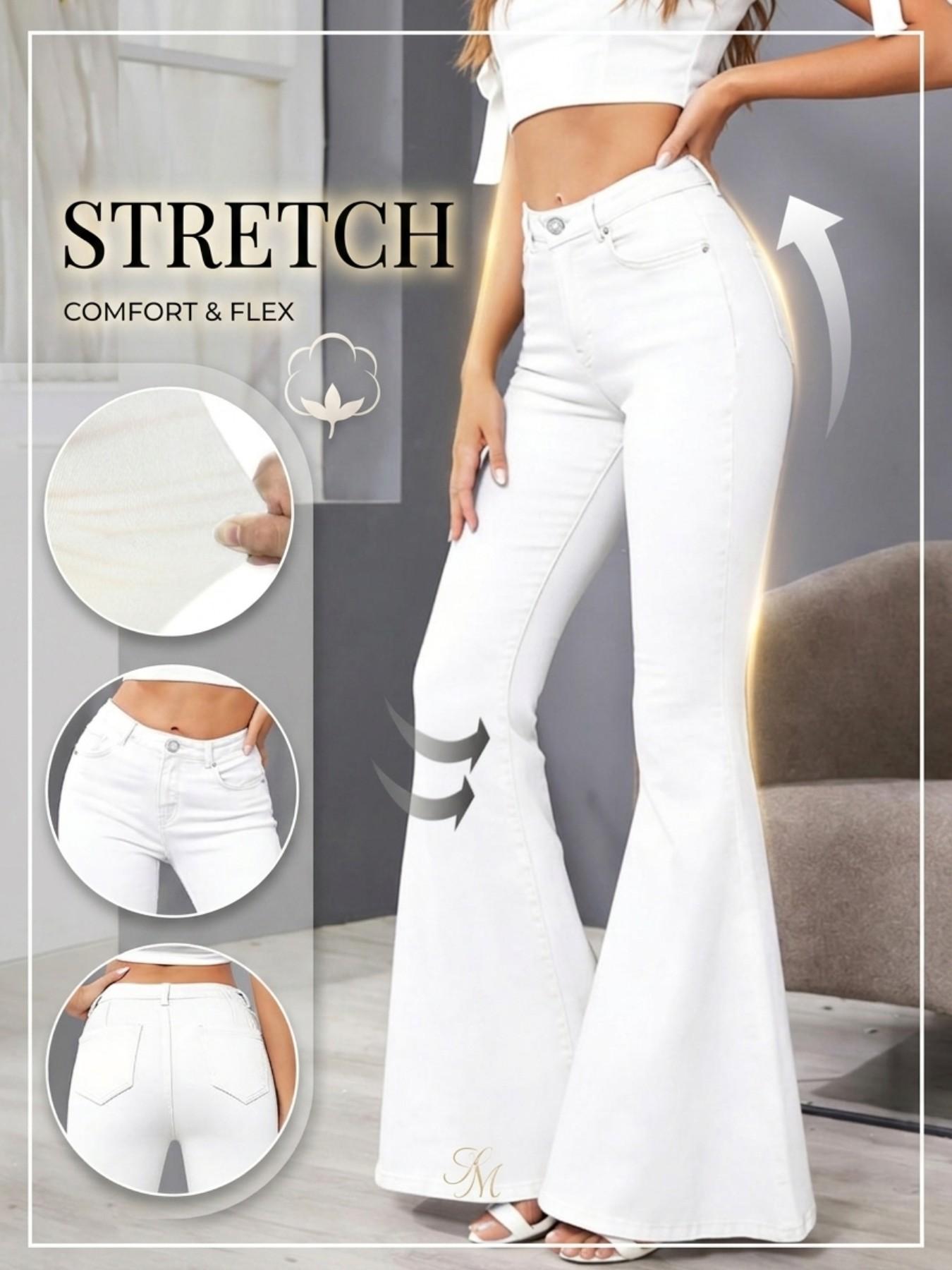 Women Vintage Washed High Waist Super Flare Jeans, Flared Bell Bottoms, Slim Stretch Bell Bottom Denim High Rise Jeans, Y2K Streetwear, Casual All Seasons Style