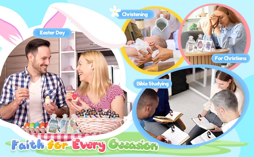 25/50 Sets Easter Bible Verse Card with Mini Jesus Easter Prayer Gift for Christian Sunday School Baptism Gift for Hide and Seek Activity Teacher Appreciation Gift Christian Gift for Women Creative Religious Party Favors