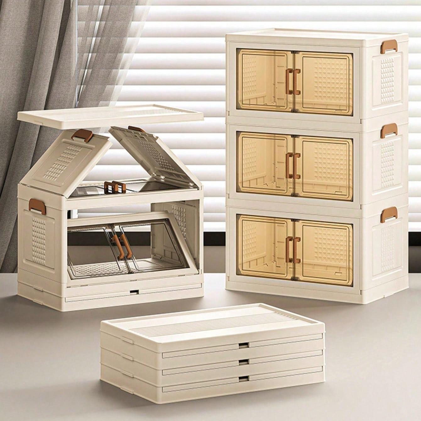 Compact Storage Cabinet, Foldable PP Material, Multi-Layer Organizer, Ideal for Kitchen Bathroom Living Room Bedroom Desk