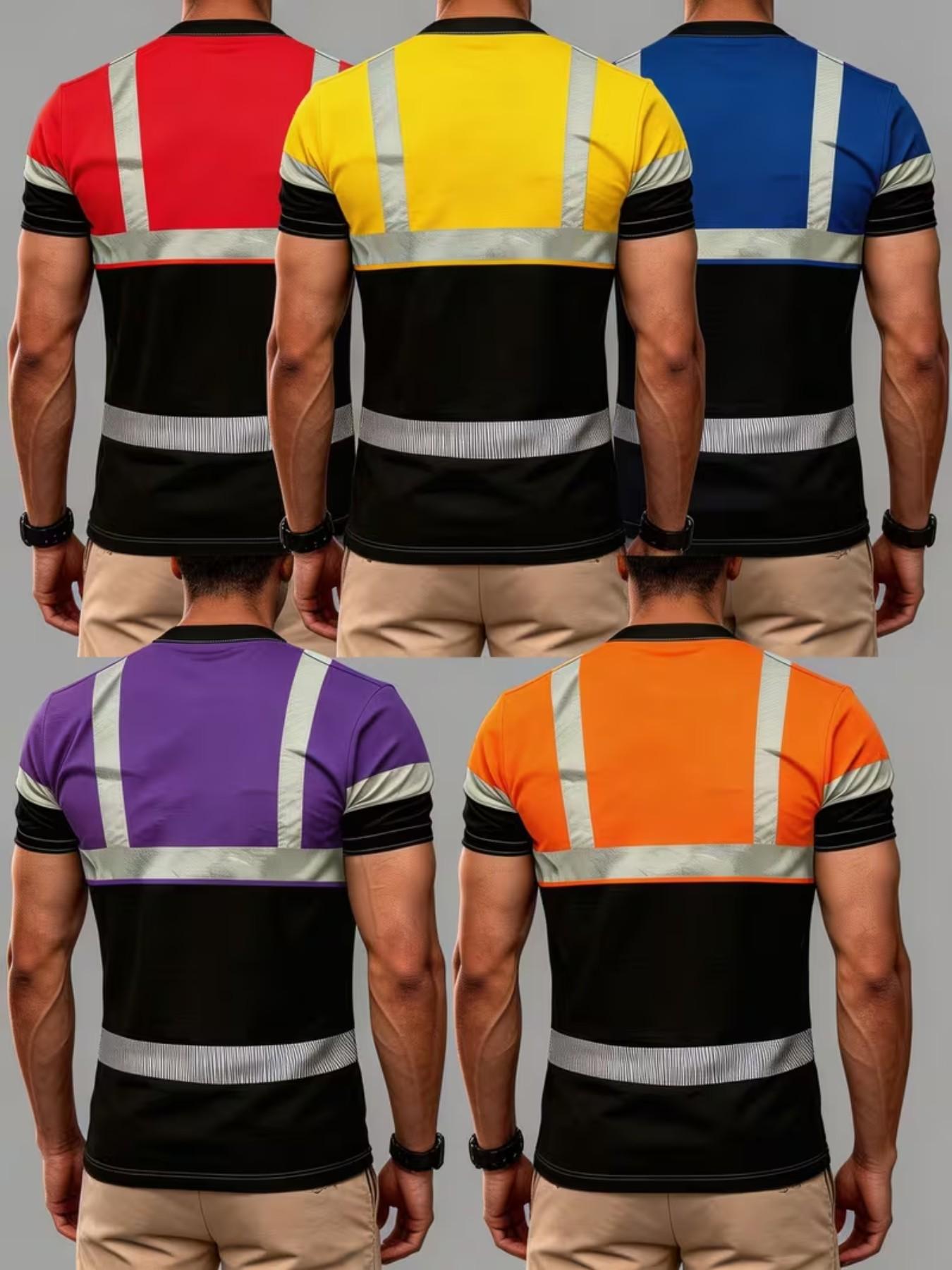 Safety Short Sleeve T-Shirt Set, Work Protection Gear, Work Safety Equipment, Breathable and Durable, Casual Graphic Tee, H-Type Silhouette, No Collar