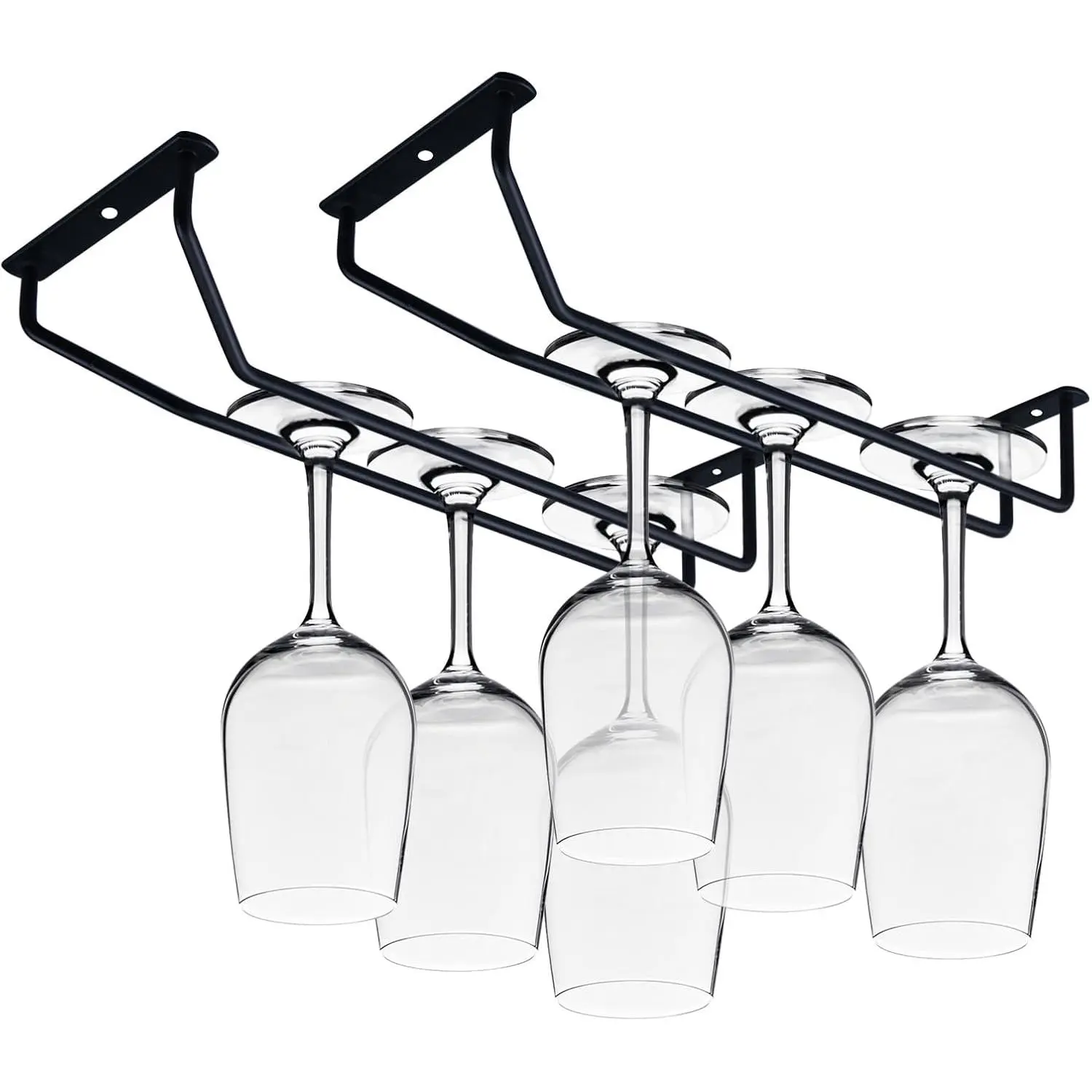 10.6in black 2pack  Glass Rack Under Cabinet Shelf Glasses Holder Storage with Drying Stemware Rack Under Counter  Glass Holder Metal Hanger