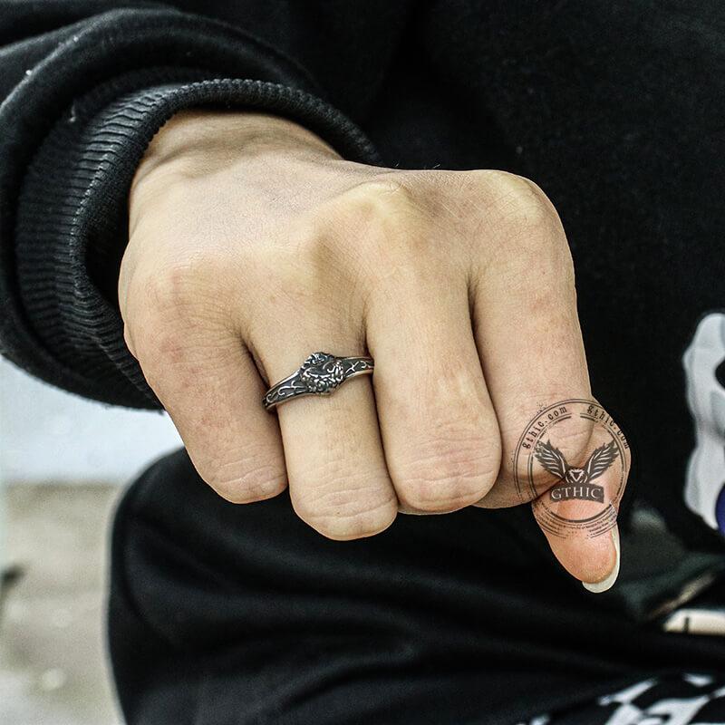 GTHIC Retro Sacred Heart Stainless Steel Ring for Men Women Statement Jewelry Daily Wear