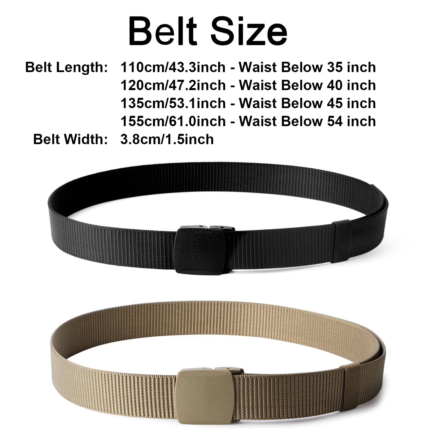 JASGOOD 2 Pack Nylon Military Tactical Men Belt Webbing Canvas Outdoor Web Belt with Plastic Buckle JASGOOD 2 Pack Nylon Military Tactical Men Belt Webbing Canvas Outdoor Web Belt with Plastic Buckle