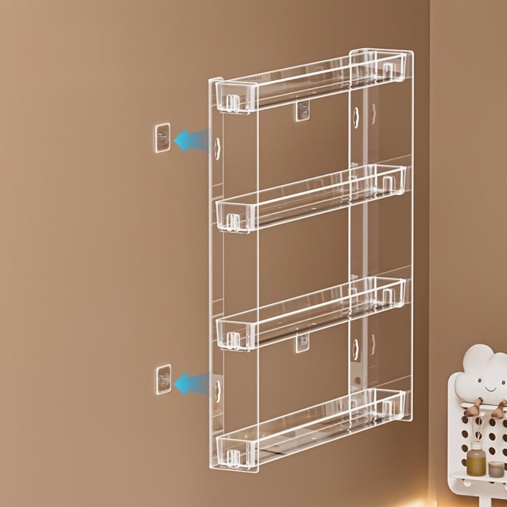Transparent Acrylic Wall Mount Display Rack, No Drilling Floating Storage Shelf, for Trading Cards, Kpop Stickers, Dorm Room Decor