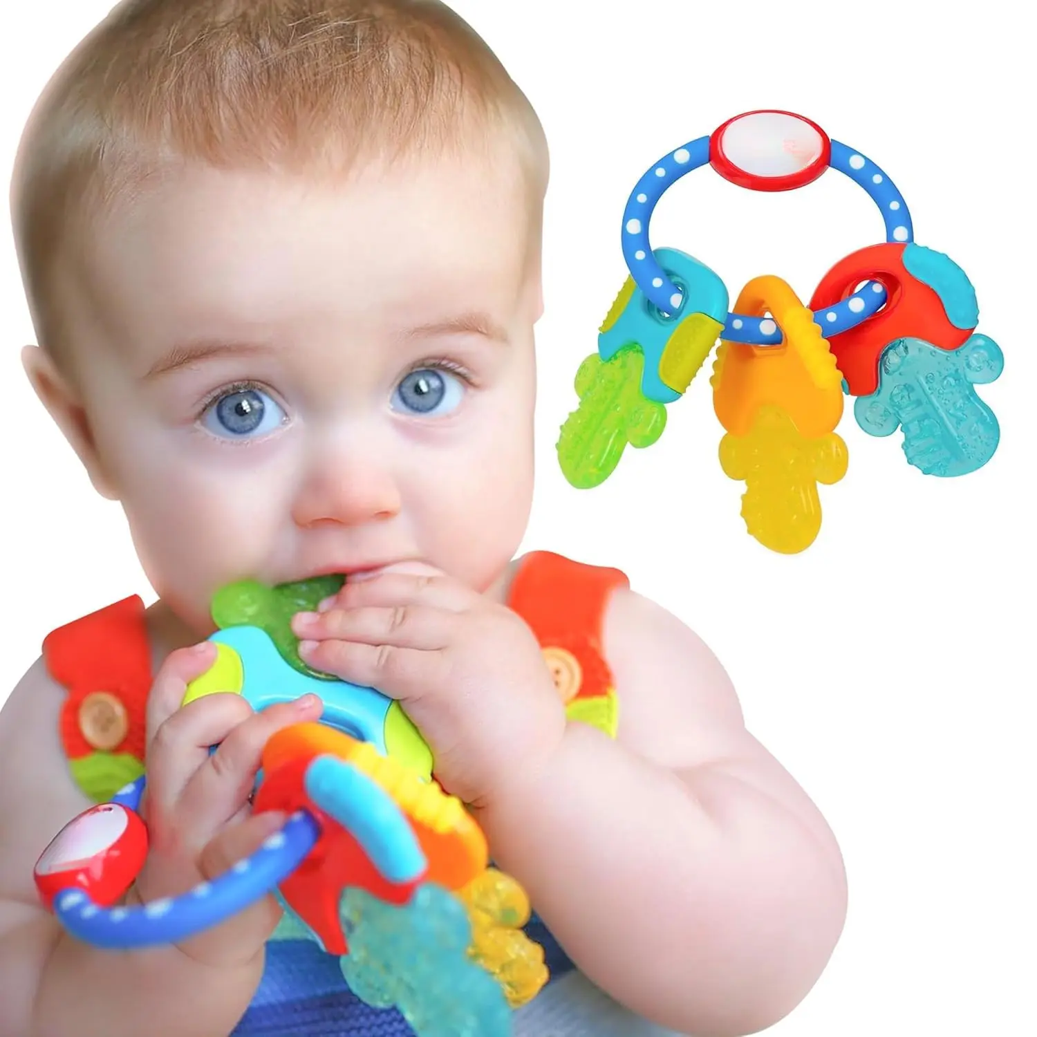 Cool Ice‑Gel Teether Keys Soothes Sore Gums|Blue