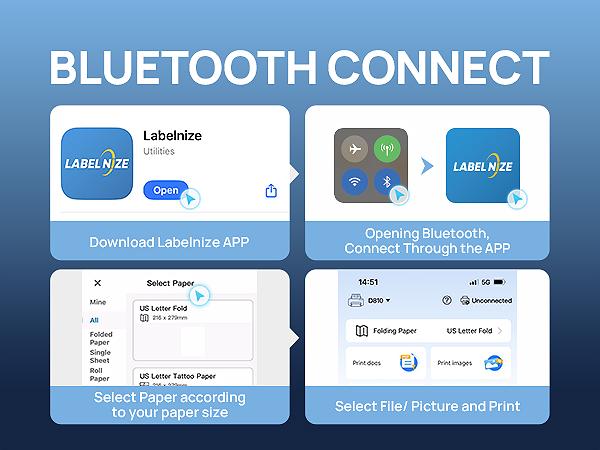 POLONO Portable Printer Wireless, D810 Bluethooth Thermal Printer Support for 8.5"x11" US Letter, Documents, Tattoo Paper