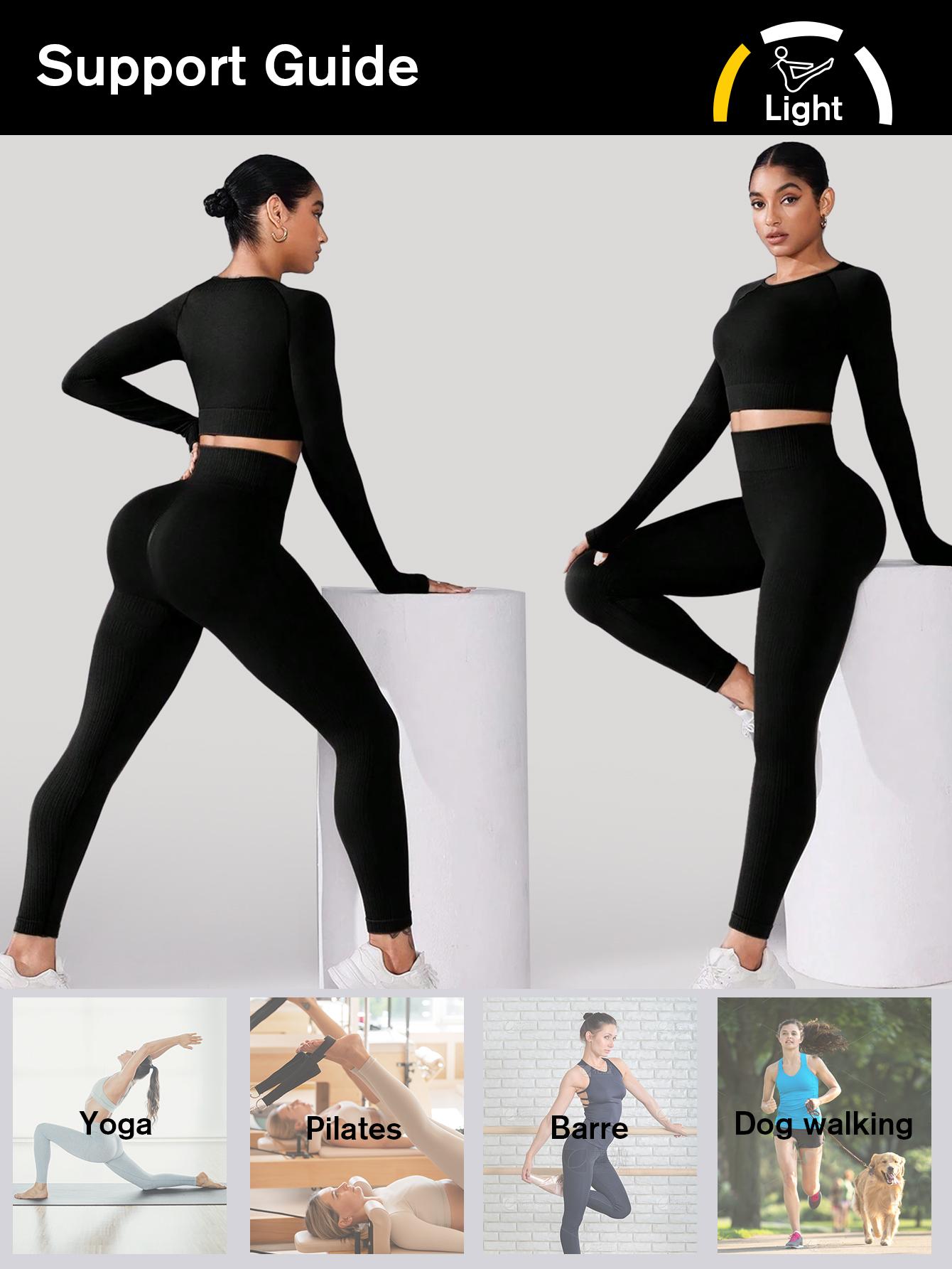 Women's Solid Backless Tracksuit Set Sleeves and Long Pants High-Waisted Tight Yoga Pants Long Sets
