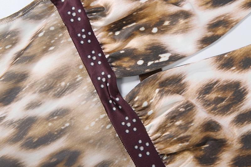Women's Sexy Fashion Slim Leopard Print Halter Neck Dress, Trendy Sleeveles Backless Long Dress for Parties, Stylish Evening Wear, Ladies Street Fashion Clothing for Summer