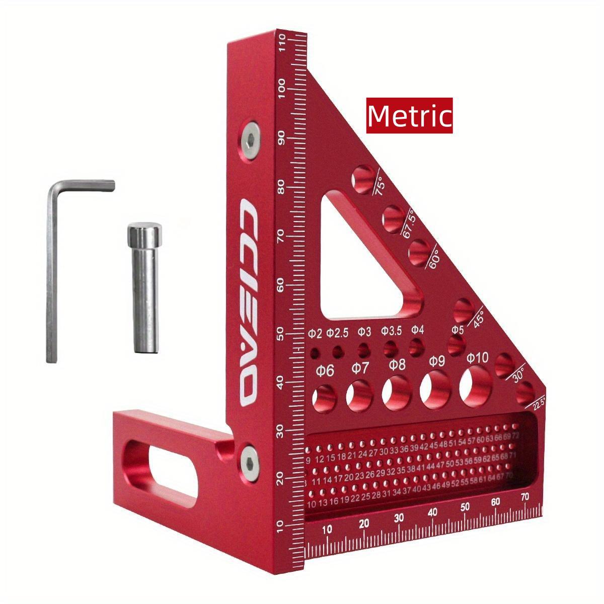3D Multi Angle Triangle Ruler with Positioning Pin, Metric & Imperial 22.5-90°, Ideal for Woodworking, Construction, DIY Crafts, Woodworking Square Protractor