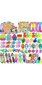 128 Pcs Party Favors for Kids 4-8-12, Fidget Toys, Pinata Stuffers, Treasure Chest Box Toys for Classroom, Goodie Bag Stuffers, Carnival Prize Box Toy for Boys Girls, Easter Egg Filler Gifts Bulk Toys