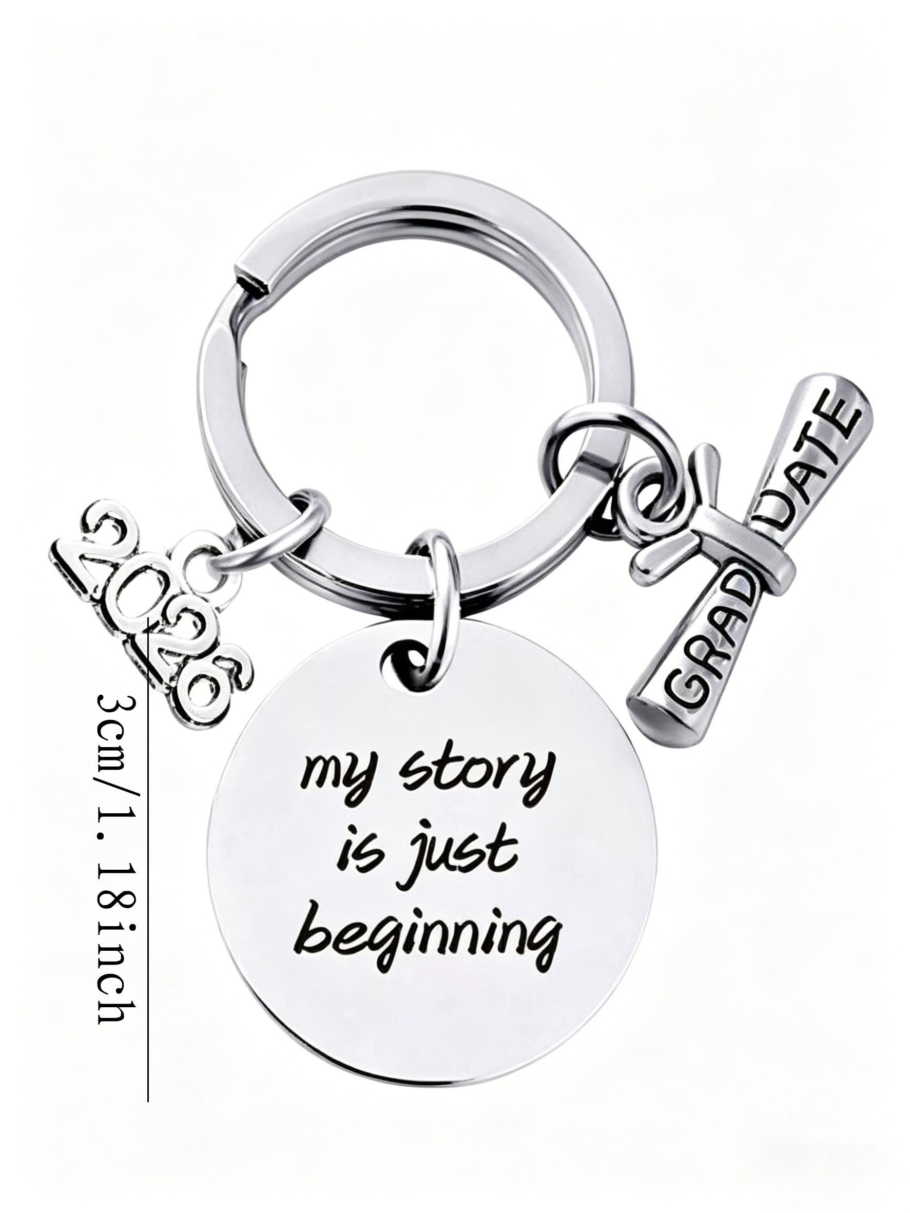 Graduation Gift Stainless Steel Keychain, Customizable Metal Keychain, Backpack Charm, Car Key Holder, Memorial Souvenir, Youth Memory Pendant