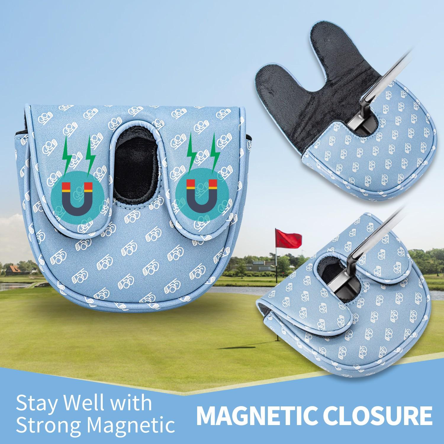 Df3 Putter Golf Putter Head Cover, Printed Style with PU Material & Cushioning, Magnetic Closure, Scratch Resistant Design, Fits Putter Accs, Golf Accessories
