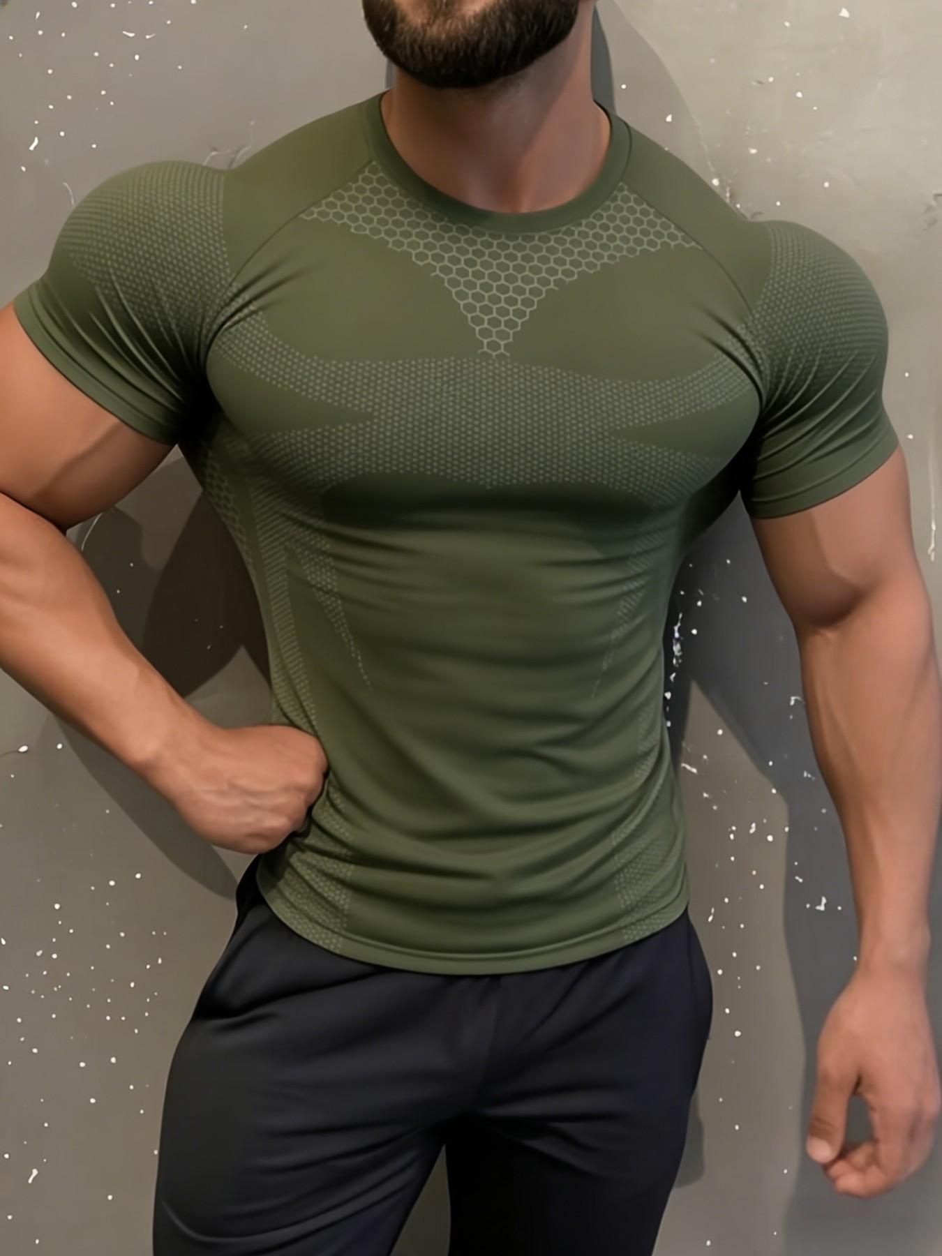Trendy Snake Print Gym Short Sleeve Quick-Dry High Elastic Tight Fit Tee, Iron Training Show Figure Versatile Sports Top