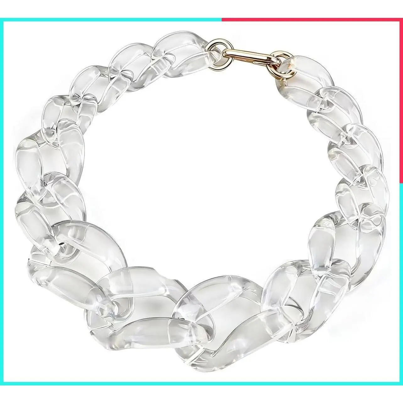 Women's Chunky Acrylic Statement Choker Necklace, Colorful Fashion Jewelry in White