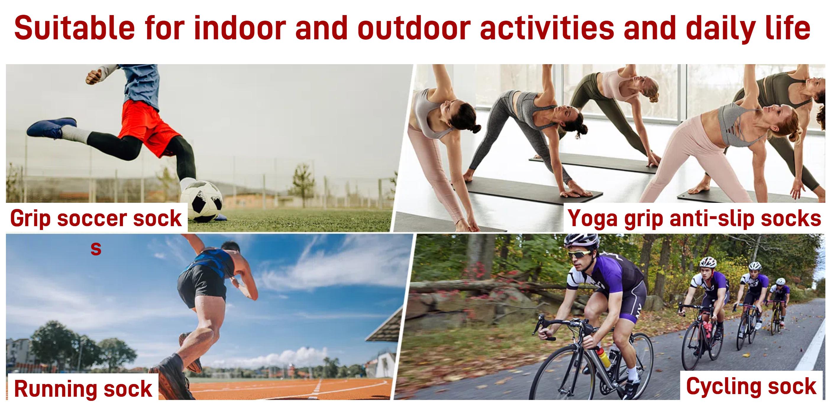 ISUNIE Men’s Soccer Grip Socks, Anti Slip Grip Pads, Mesh Breathable, Athletic Support, Football, Soccer, Basketball, Training