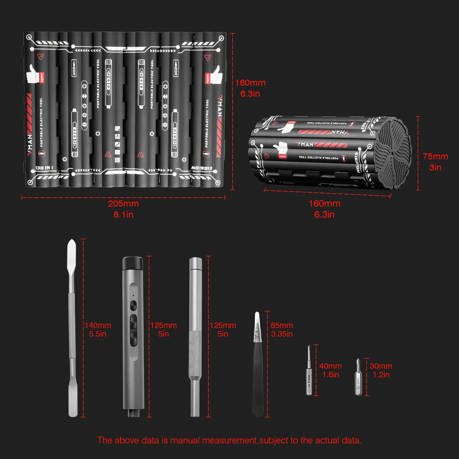VMAN 138 in 1 Mini Cordless Electric Screwdriver Kit,Magnetic Screwdriver Tool Set for Repair,Power Tool Set handware chainsaw,Portable tools gadgets