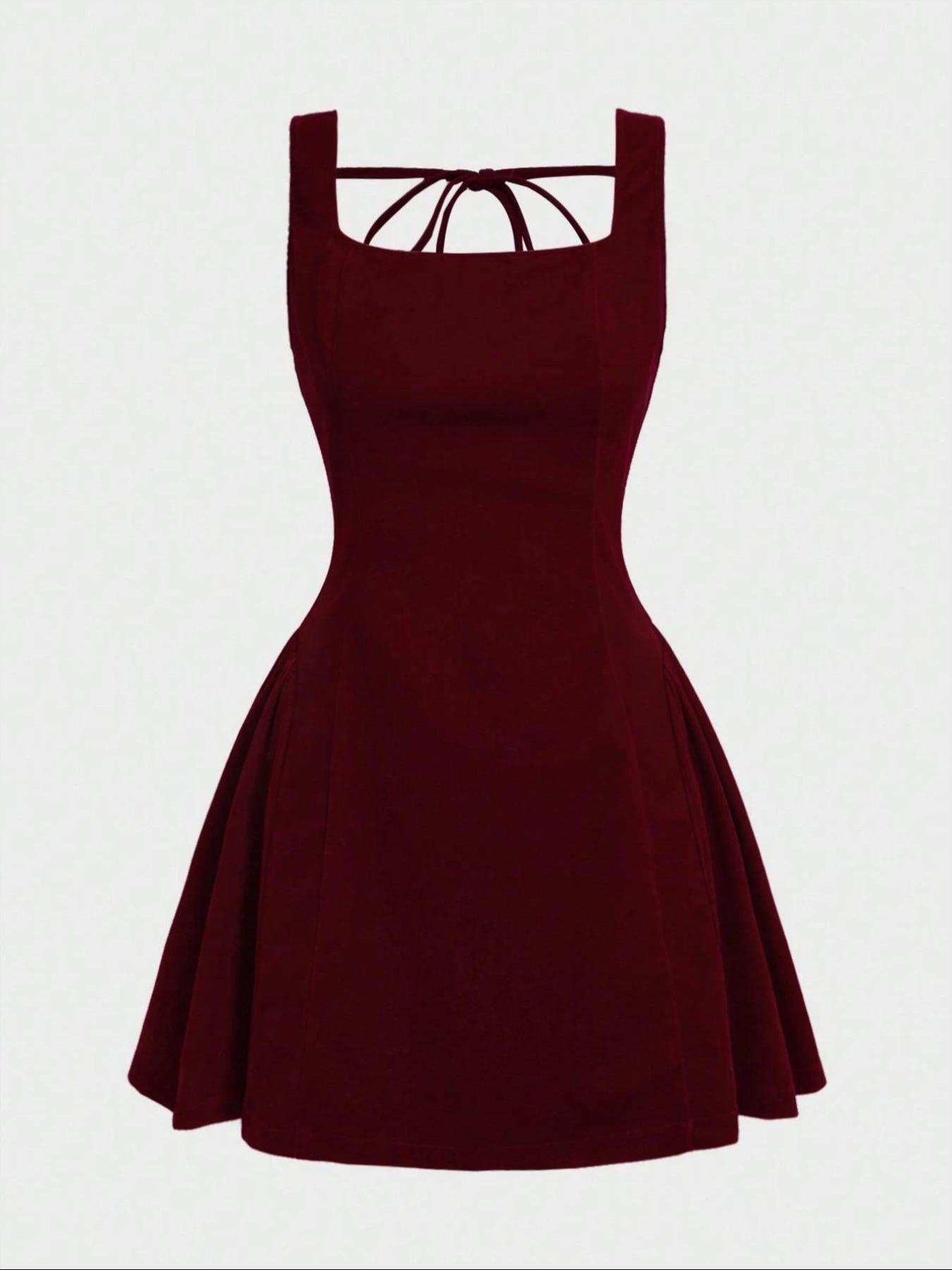 Elegant French Style Women's Short Dress, Romantic Valentine's Day Party Gown, Vintage Backless Fitted Mini Dress, Elegant Sleeveless Bodycon, All Seasons Casual Wear, Holiday Dresses