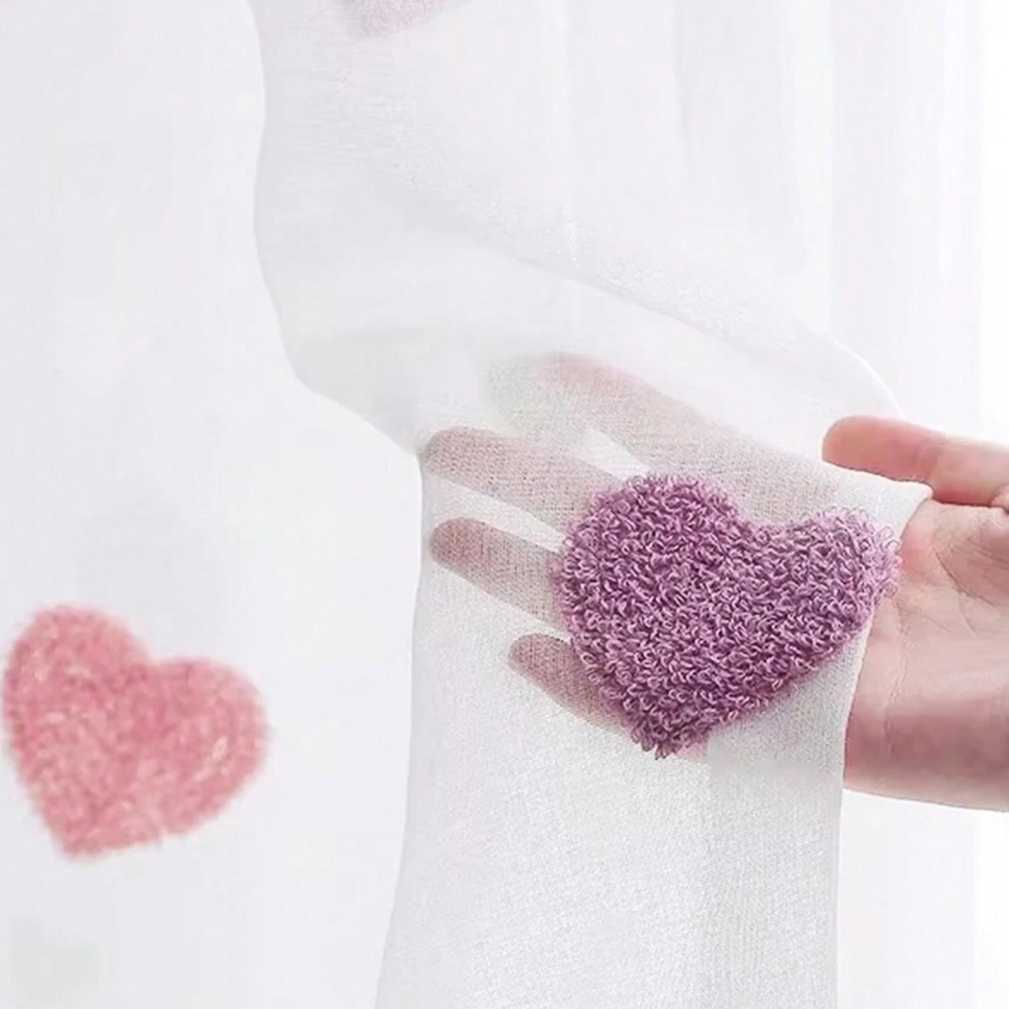 1pc Sweetheart Heart-Shaped Semi-Sheer Curtain, Modern Drapes for Bedroom Girl Room Decor, Atmosphere-Enhancing Window Treatment